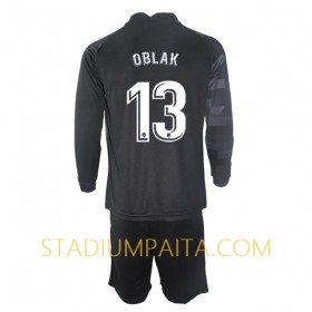 Virallinen pelipaita Atlético Madrid Jan Oblak 13 Vieras Maalivahti 2021-22 Pitkähihainen - Lasten( + Lyhyet housut )